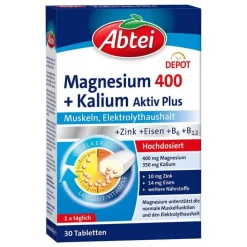 Abtei Magnesium 400 + Kalium Tabletten, 30 St> Kalium|Magnesium