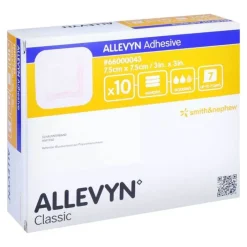 Allevyn Adhesive 7,5x7,5 cm haftende Wundauflage, 10 St> Wundverband