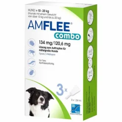 Amflee combo 134/120,6 mg Lösung zum Auftropfen für Hunde 10-20 kg, 3 St