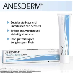 Anesderm 25 mg/g + 25 mg/g Creme, 30 g> Lidocain