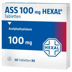 Hexal ASS 100 Tabletten, 50 St> Blutverdünner Medikamente|Acetylsalicylsäure (Ass)