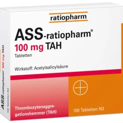 Ratiopharm ASS-® 100 mg TAH Tabletten, 100 St> Blutverdünner Medikamente|Acetylsalicylsäure (Ass)