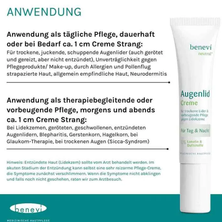 Benevi Neutral Augenlid-Creme, 15 ml> Augenpflege