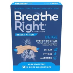 Besser Atmen Breathe Right Nasenpflaster groß beige, 30 St> Nasenpflaster