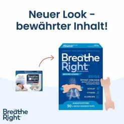 Besser Atmen Breathe Right Nasenpflaster groß beige, 30 St> Nasenpflaster