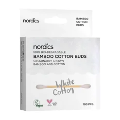 Bio Kosmetikstäbchen Bambus Baumwolle weiß Nordics, 100 St