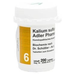Adler Biochemie 6 Kalium sulfuricum D6 Adl.Ph. Tabletten, 200 St> D 6|Salze 1-12