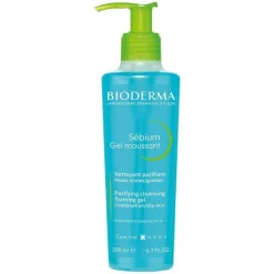 Bioderma Sebium Gel Moussant Reinigungsgel für unreine, ölige, zu Akne neigende Haut, 200 ml