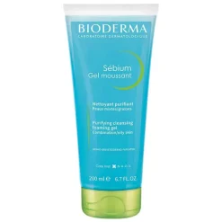 Bioderma Sebium Gel Moussant Reinigungsgel Tube für unreine, ölige zu Akne neigende Haut, 200 ml