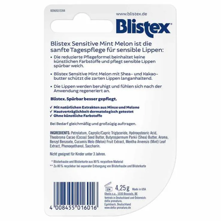Blistex Sensitive Mint Melon Stift, 4.25 g