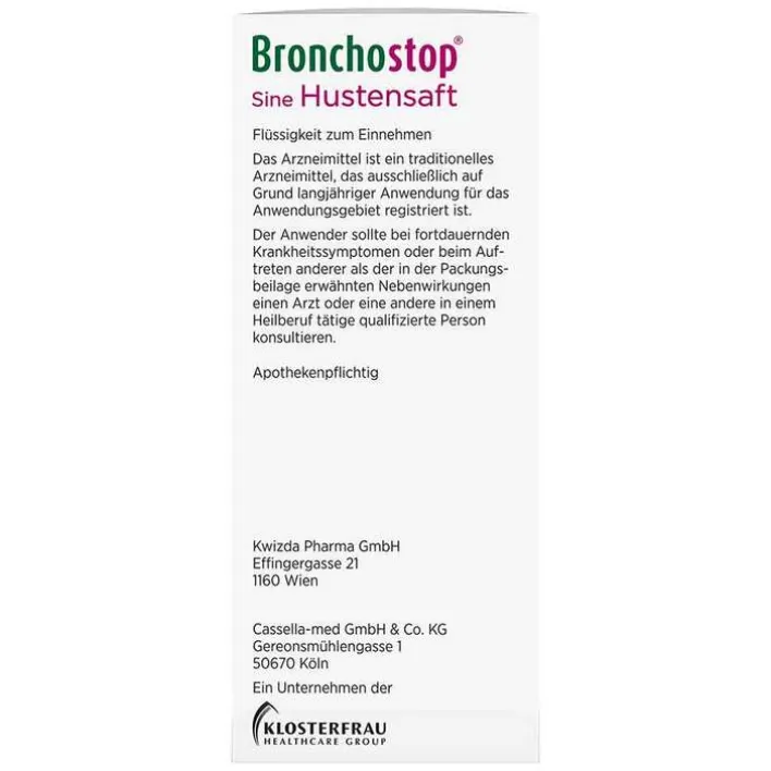 Bronchostop ® Sine Hustensaft, 200 ml> Hustenstiller|Hustenlöser