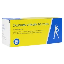 Evers Calcium / Vitamin D3 600 mg / 400 I.E Kautabletten , 100 St> Vitamin D (Colecalciferol)|Calcium