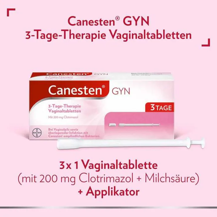 Canesten® GYN 3-Tage-Therapie Vaginaltabletten zur Behandlung von Scheidenpilz, 3 St