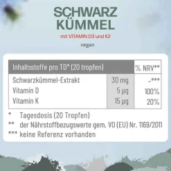 Cannsol Schwarzkümmel mit Vit.D3 + K2 Tropfen zum Einnehmen , 30 ml