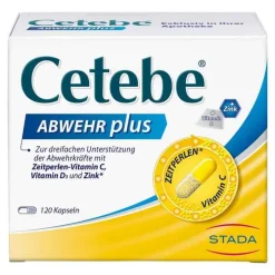 Cetebe Abwehr plus Vitamin C + Vitamin D3 + Zink Kapseln, 120 St> Vitamin C (Ascorbinsäure)|Immunsystem