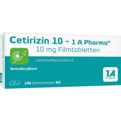 Cetirizin 10 – 1 A Pharma® Filmtabletten, 100 St