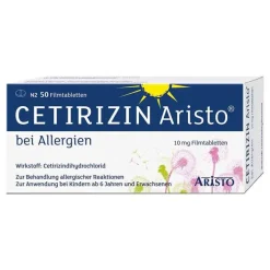 Aristo Cetirizin bei Allergien 10 mg Filmtabletten, 50 St> Allergie Tabletten|Allergie Medikamente