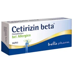 Cetirizin beta® Filmtabletten bei Allergien, 50 St