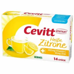 Cevitt immun heiße Zitrone zuckerfrei Granulat, 14 St> Zink|Vitamin C (Ascorbinsäure)