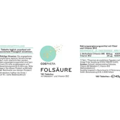 Cosphera Folsäure Tabletten 800 µg Folat mit Vit.B9, 180 St