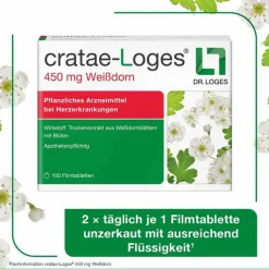 cratae-Loges 450 mg Weißdorn Filmtabletten, 100 St
