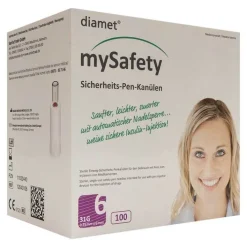 Diamet Mysafety Sicherheits-Pen Kanüle 31 G 0,25x6 mm, 100 St> Lanzetten & Stechhilfen