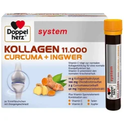 Doppelherz Kollagen 11.000 Curcuma + Ingwer System Trinkampullen, 30X25 ml> Kollagen|Glucosamin-Chondroitin