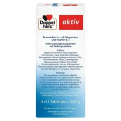 Doppelherz Magnesium 500 + B12 Brausetabletten, 6X15 St