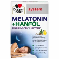 Doppelherz Melatonin + Hanföl system Kapseln, 30 St> Melatonin Tabletten