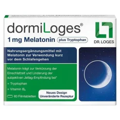 Dr. Loges dormiLoges Melatonin plus Tryptophan Filmtabletten, 60 St> Aminosäuren|Melatonin Tabletten