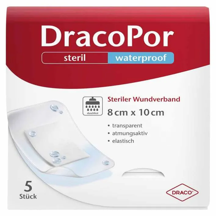 Draco Por waterproof Wundverband 8x10 cm steril, 5 St> Sterilpflaster|Spezialpflaster
