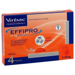Virbac Effipro 67mg vet.Lösung z.Auftropf.kleine Hunde Pipette, 4 St> Flöhe, Zecken & Co.