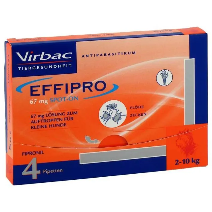 Virbac Effipro 67mg vet.Lösung z.Auftropf.kleine Hunde Pipette, 4 St> Flöhe, Zecken & Co.