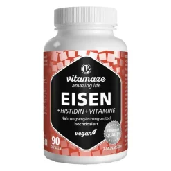 Eisen 20 mg + Histidin + Vitamine C / B9 / B12 Kapseln, 90 St