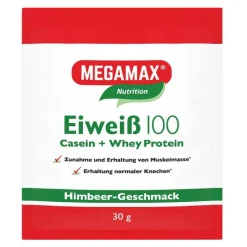 Eiweiss 100 Himbeer Megamax Pulver, 30 g> Eiweißpulver