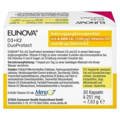 Eunova Duoprotect D3 + K2 4000 I.E. / 80 µg Kapseln, 30 St> Vitamin K|Vitamin D (Colecalciferol)