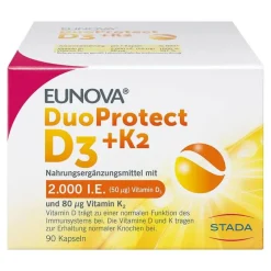 Eunova Duoprotect D3 + K2 2000 I.E. / 80 µg Kapseln, 90 St> Vitamin K|Vitamin D (Colecalciferol)