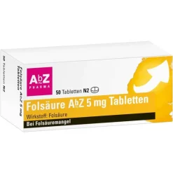 AbZ Folsäure 5 mg Tabletten, 50 St> Vitamin B9 (Folsäure)