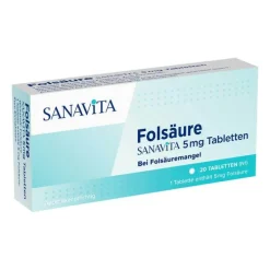 Sanavita Folsäure 5 mg Tabletten, 20 St> Vitamin B9 (Folsäure)