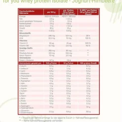 For You whey protein isolate Joghurt-Himbeere Pulver , 600 g
