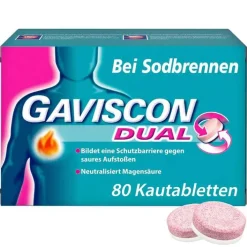 Gaviscon ® Dual Kautabletten mit Zweifachwirkung gegen Sodbrennen, 80 St> Sodbrennen Medikamente