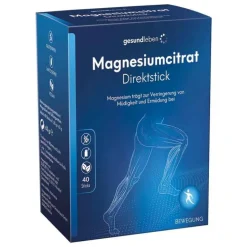 Gesund Leben Magnesiumcitrat Direktstick Pulver, 40X1.55 g> Magnesium