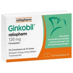 Ginkobil ratiopharm 120mg mit Ginkgo biloba, 30 St> Ginkgo|Durchblutungs Tabletten