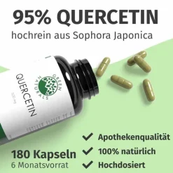 Green Naturals Quercetin 500 mg hochdosiert Kapseln , 180 St