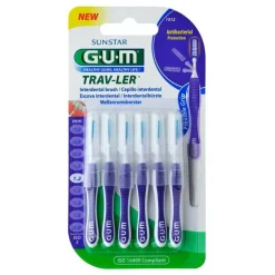 GuM Trav-Ler 1,2mm Kerze lila Interdental + 6Kappen, 6 St> Zwischenraumreinigung