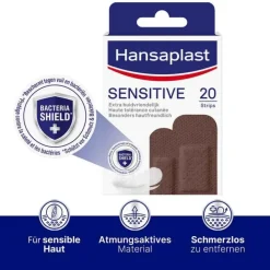 Hansaplast SENSITIVE Pflasterstrips Hautton dark, 20 St> Strips