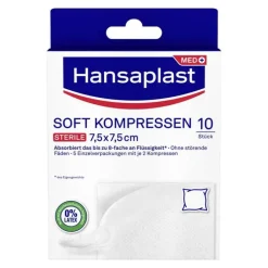 Hansaplast Soft Kompressen 7,5x7,5 cm steril, 5X2 St