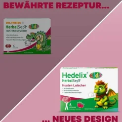 Dr. Theiss Hedelix Herbalsept Husten Lutscher Kids, 6 St><noscript><img width=