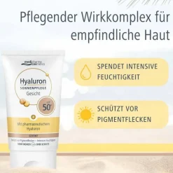 Medipharma Cosmetics Hyaluron Sonnenpflege Gesicht LSF 50+ getönt, 50 ml><noscript><img width=