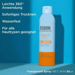 ISDIN Fotoprotector Wet Skin transparent Spray LSF 50, 100 ml><noscript><img width=
